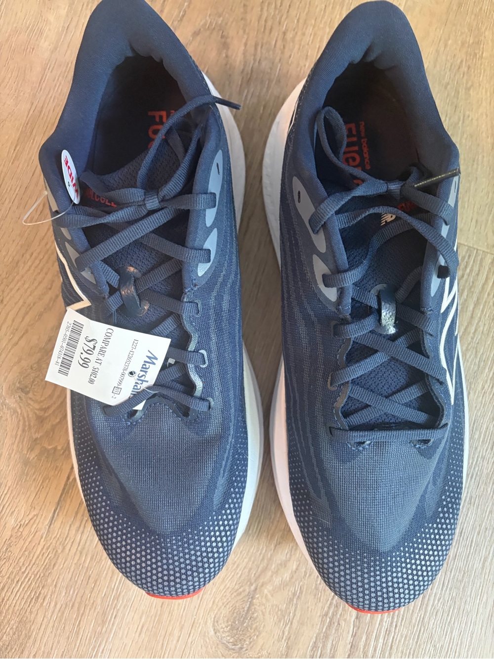 New Balance Navy and White Men's Running Sneakers with Red Accent